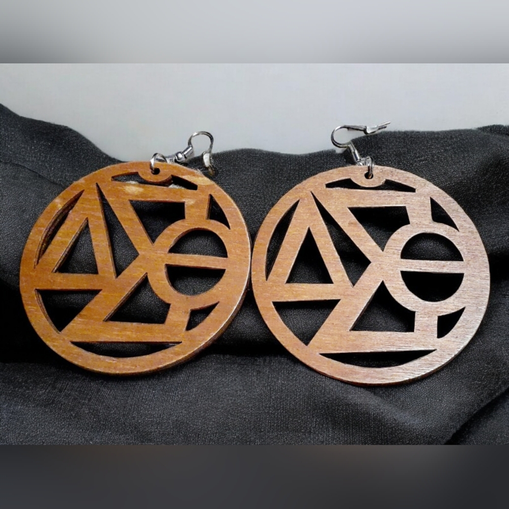 Large Delta Sigma Theta wooden earrings new brown